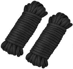 Pehmeä köysiköysi, pehmeä puuvillaköysi monikäyttöinen 10 m 8 mm puuvillaköysi käsityököysi paksu puuvillanaru (musta-2kpl)