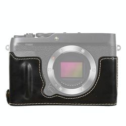 JVY 1/4 tommer gevind PU læderkamera halv taske base til FUJIFILM XE4 (sort)