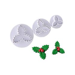 Christmas Holly Leaf Cookie Cutters, 3 stk Holly Leaves Cookies Molds, Cookie Stamp, 3D kjeks mold, cookie stempel, baking mugg, fondant mold, deco