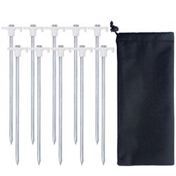 10pc-Pack Stål Ikke-Rust Udendørs Camping Familie Telt Pop Up Baldakin Stakes (Hvid)