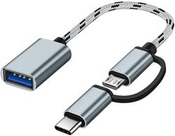 Linkrunning 2-i-1 USB C/Micro til USB-adapter, Seminer USB C til USB, Micro til USB 3.0 OTG-adapterkabel Kompatibel Gray2 pc'er