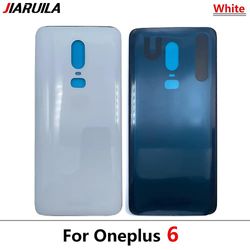 Nyt batteri Bagdæksel Glas Bagdør Udskiftning Hus Klistermærke Lim til Oneplus 6 6T med logo OnePlus 6 hvid