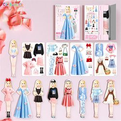 Magnetic Dress Up Princess Paper Dolls Magnet Dress Up Game Playset Leker Kids Girls Creative Gaver A