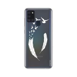 Crazy Kase Hull til Samsung Galaxy A21s fleksibel fjer og flyvning fugle