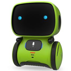Robot leketøy for barn, interaktiv smart snakkende robot med stemmestyrt berøringssensor talegjenkjenning, bursdagsgaver Grønn