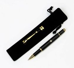 Bricks Masons Gratis gravering sort &guld frimurerisk springvand / rulle pen - (flere bilag)