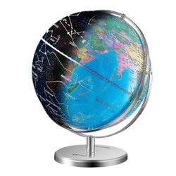 unbrand Valaistu maailmanmaapallo jalustalla, 13 tuumaa / 330.2 mm, vakaa raskasmetallipohja ja LED-tähdistö yövalo HD painettu kartta