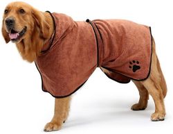 Hund badekåbe blød superabsorberende luksuriøst mikrofiber tørrehåndklæde Brown S