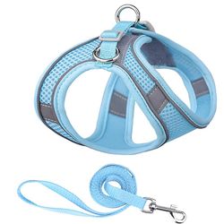 Boeyaa Kæledyrsselevest med snor reflekterende nylon hundesele kraver Blå XS