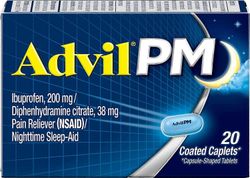 Advil Pm kipu Reliever/yöllä nukkua tuki, Caplets, 20 Ea