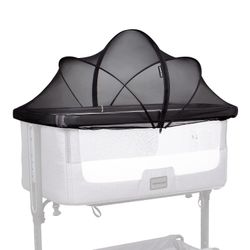 Bassinet myggnettdeksel for babykurvdeksel for å holde katter ute Myggnett for bassinet / sengekant sovende / reisekrybber (svart) IUF