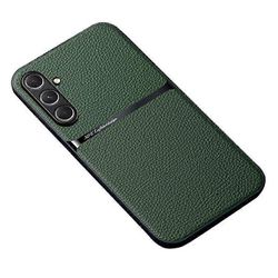 Yhteensopiva Samsung Galaxy S25 -kotelon kanssa Yhteensopiva MagSafe Litchi Texture Slim Soft TPU + PU nahkaisen puhelimen kuoren kanssa Vihreä