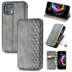 Kompatibel med Motorola Moto Edge 20 Lite Flip Case Etui Vintage Wallet Flip Cover med magnetisk lukning Coque - Blå grå
