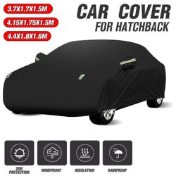 Universal Car Cover 190t Vandtæt Anti-uv Støvtæt Udendørs Beskyttelse Sort Auto Body Case Cover Kompatibel med Hatchback S 3.7x1.7x1.5m