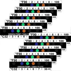 40 kappaletta lämpötilaliuskoja, testausliimalla varustettuja lämpötilaliuskoja, 90–100 Fahrenheit-astetta BlackWhite