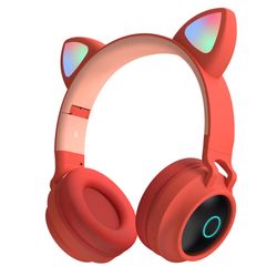 Gangxun Trefarvet Rgb Cat Ear-hovedtelefon Trådløs Bluetooth 5.0 foldbart gamingheadset Indbygget mikrofon Type-c-opladningslydkabel Rød