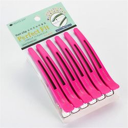 6pcs Hair Clips Pro Salon Frisør klemmer Klip Gummi Hår sektionsopdelning Clip Hairpin Styling Tilbehør Pink