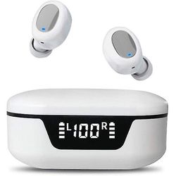Ægte trådløse øretelefoner Bluetooth-hovedtelefoner touch control med trådløs opladning sag vandtæt Hvid