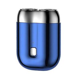 2025 Kaksipäinen sähköinen partakone miehille - Mini USB-parranajokone, kannettava, pestävä Sininen