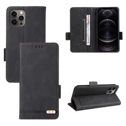 Gangxun Etui til iphone 12 Pro Max læderetui folio flip med kreditkort slots Etui Coque Sort