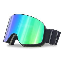 Skibriller/snowboard snebrille med magnetiske udskiftelige linser Anti-fog Uv 400 Beskyttelse Green