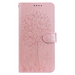 Foxdock Kompatibel med Samsung Galaxy A32 5g etui læderbetræk Præget Etui Coque - Pink Tree And Deer