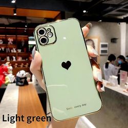 Hjerteetui til Iphone 11, elsker telefonetui til Iphone 12 11 Pro Max Xr Xs Galvaniseret stødsikker beskyttende bagcover Capa (kamerabeskyttelse) L...