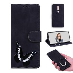 Etui til Nokia 4.2 Butterfly Cover Premium Læder Magnetisk- Pink Sort