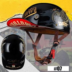 Motorcycle Filter Halv hjelm Vintage Baseball Cap Hjelm Motorcykel Ridning Retro Scooter Cruiser Chopper Gangster Helm M 07