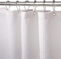 180x180cm (valkoinen) vohvelisuihkuverho muovirenkaalla homeenkestävä kangassuihkuverho kylpyammeelle