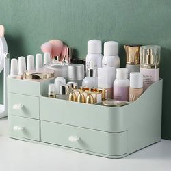 Eveltek Makeup Organizer For Forfængelighed, Stor Kapacitet Desk Organizer Med Skuffer Til Kosmetik Grøn