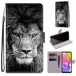 Foxdock Sag til Samsung Galaxy A03s Creative Pattern Tui magnetiske kort holder tegnebog - Lion