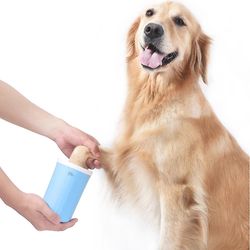 Coosilo Pet Foot Wash Cup Hund Paw Cleaner Cup Bærbare Silikone Hvalp Vask Brush Feet Cleaner Krus blå M