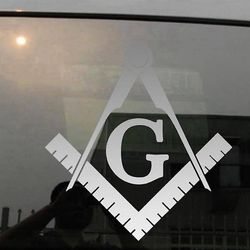 Bricks Masons Frimurerisk firkant og kompasser decal mærkat fås i størrelser og farver Sølv 20cm high