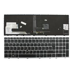 Keyboards4Laptops HP EliteBook 850 G5 med pointer sølvramme baggrundsbelyst sort tysk layout udskiftning laptop tastatur