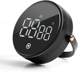 Jiekesen Kjøkkentimer, digital magnetisk timer med LCD-skjerm og 3 justerbart volum, 360 rotasjonskontroll, stoppeklokke og nedtellingstimer for ma...