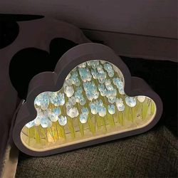 Get-It Diy Tulip Night Light, Cloud Tulip Mirror Night Light, Simulation Flower Bedroom Blå B