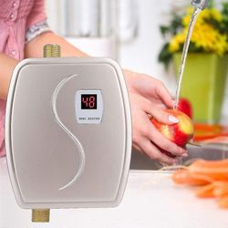 Välitön sähköinen vedenlämmitin, 220V 3800W mini välitön säiliötön vedenlämmitin säädettävä termostaatti, mini kannettava keittiön vedenlämmitin ky...