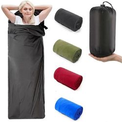 Fleece-makuupussi kannettava erittäin kevyt Polar-matkalakanat aikuisille Ulkotelttasänky Lämmin makuupussin vuori tummanharmaa
