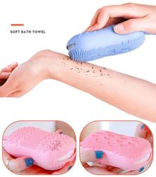 Witdreamer Soft Shower eksfolierende silikone krop svamp Scrubber Bad Shower Brush Tilbage Massage Washer Cleaner Blå