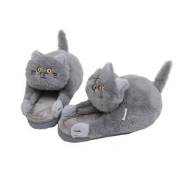 Blue Cat Håll varma vintertofflor Unisex vintervärmande tofflor för sovrum vardagsrum Bule katt
