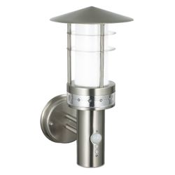 Endon Collection Lighting Pagoden PIR 1 Let udendørs væg let børstet rustfrit stål, matteret polycarbonat IP44, E27