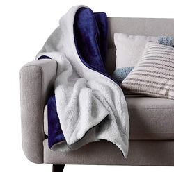 Handuo Sherpa Fleece Kast Tæppe Tyk Fuzzy varme bløde tæpper og kaster til sofa blå