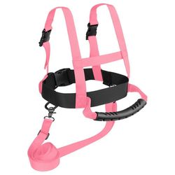 Ski- og snowboardtræningsele til børn, der står på skiskive med aftagelig snor Pink