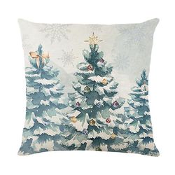 Merry Christmas Pillow Cover 45x45cm Kast putevar Vinter julepynt For Home Tree Deer Sofa Pute Cover 24