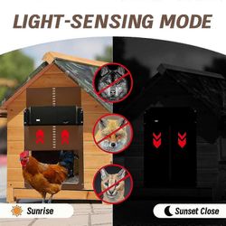 Automaattinen Chicken Coop -ovi vedenpitävä valoanturi Chicken House Door Chicken Coop -ovi automaattinen päälle ja pois päältä (punainen)