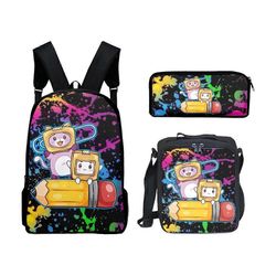 3kpl/setti Lankybox painettu reppusetti olkalaukulla Penaalikotelo Koululaukku Matkapäiväreppu Kevyet kirjalaukut