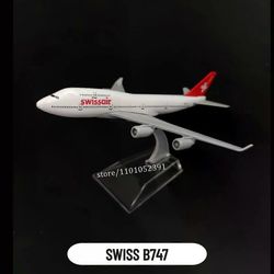 Unbrand Mittakaava 1:400 Metal Airplane Airlines Boeing Airbus -malli painevalettu lentokone pienoislelu pojille 106.Swissair B747
