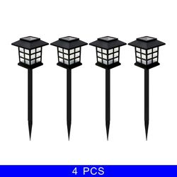 Landskab Vandtæt Udendørs Yard Led Plænelampe Solar Pathway Lights Hvid 4PCS