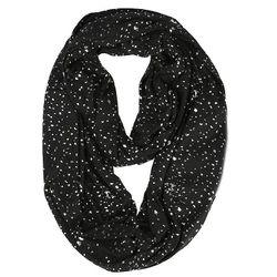 Kvinder Vinter Dobbeltlag Infinity Tørklæde Glitter Sølv Pailletter Skjult Lynlås Lomme Opbevaring Snood Ring Tæppe Varm Hals Wrap Sort